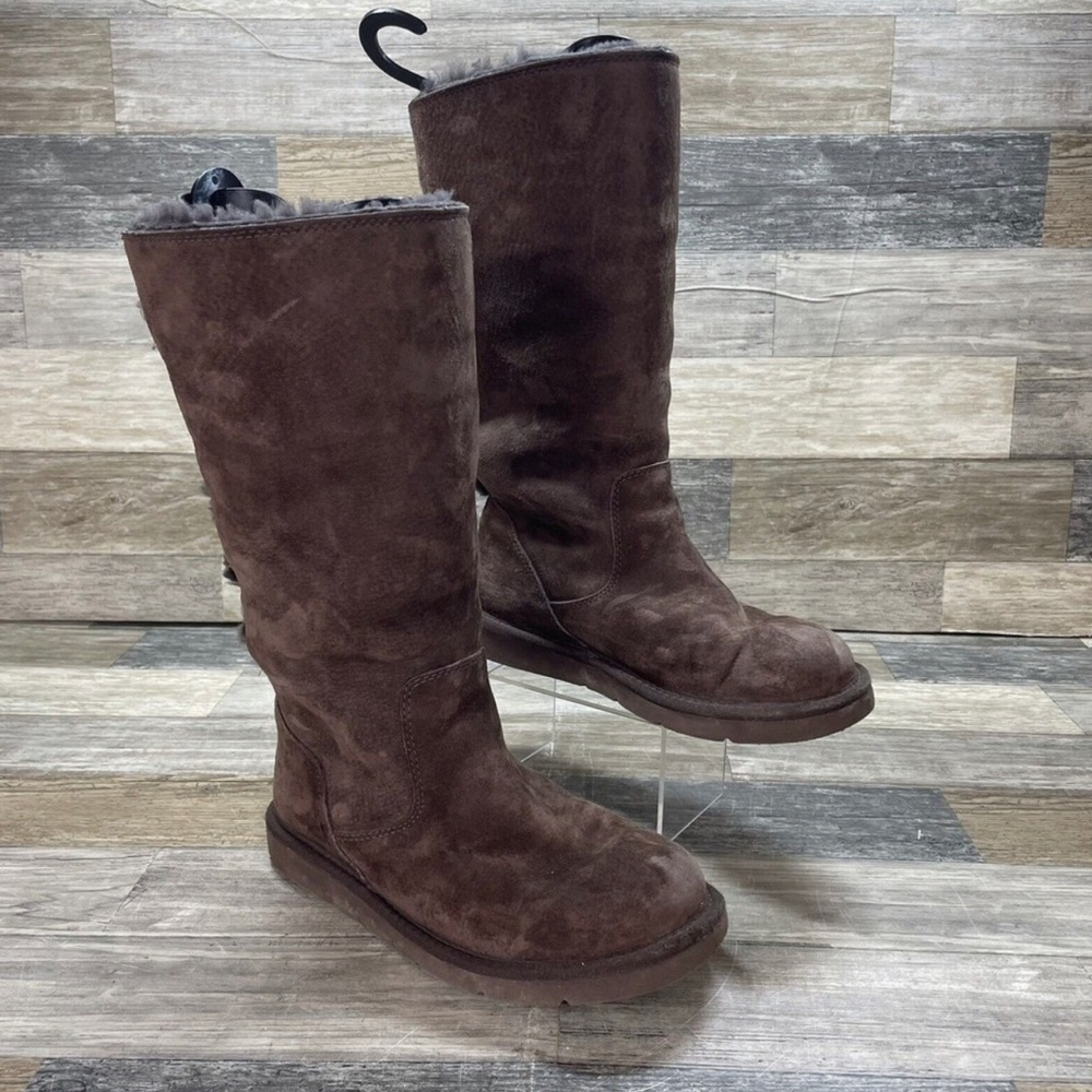 UGG Roseberry 5734 Brown Suede Sheepskin Winter Boots EUC Women’s 8